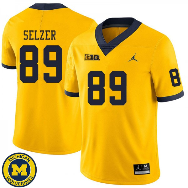 Mens University of Michigan #89 Carter Selzer Yellow Fashion Jersey